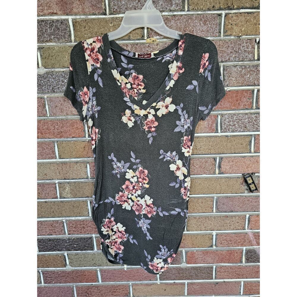 Full Moon Peppy Maternity V-neck Knit Top Size Small‎ Floral t shirt pregnancy